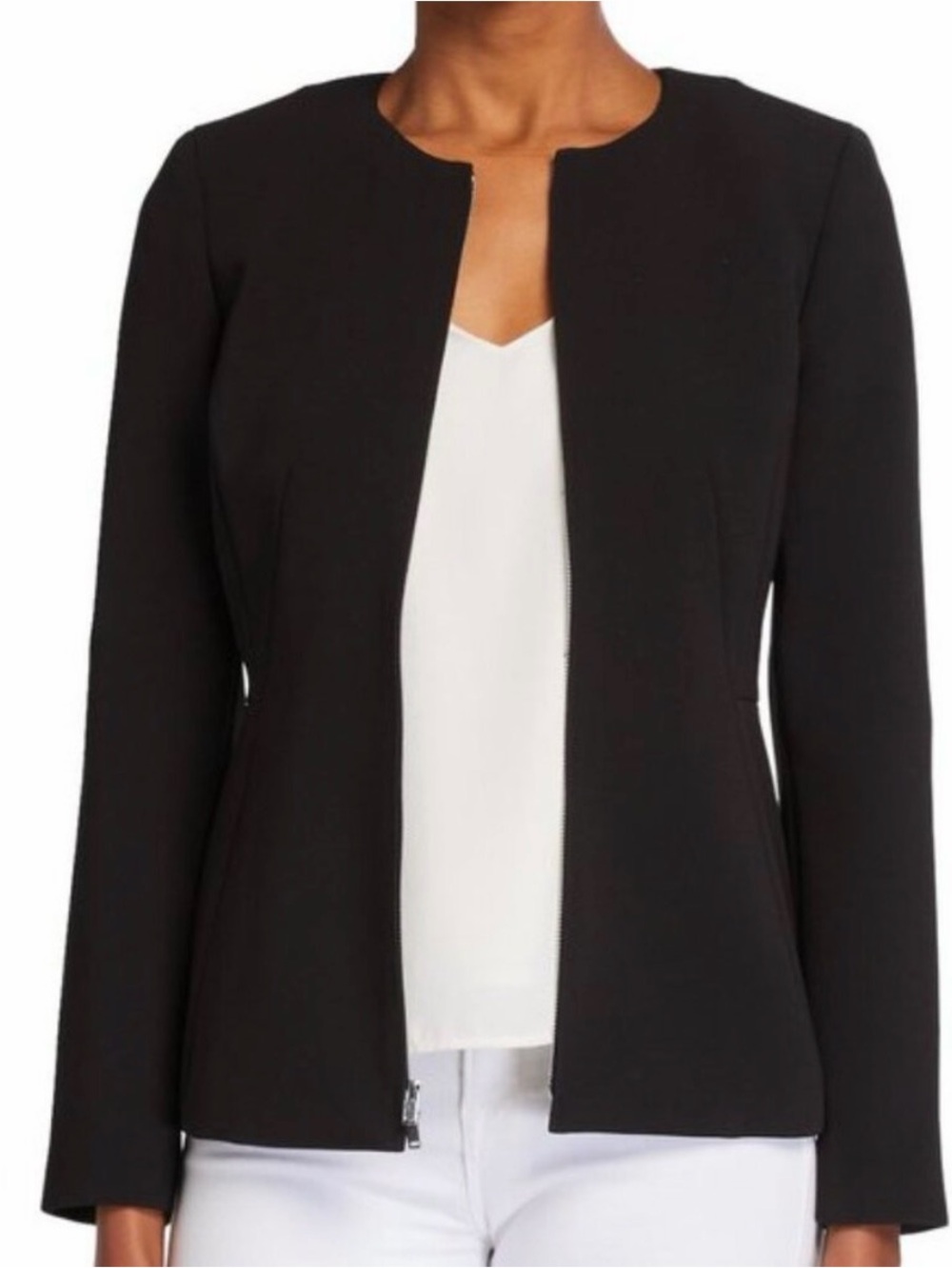 Theory Black Sculpture Blazer in Double Crepe, US 00
